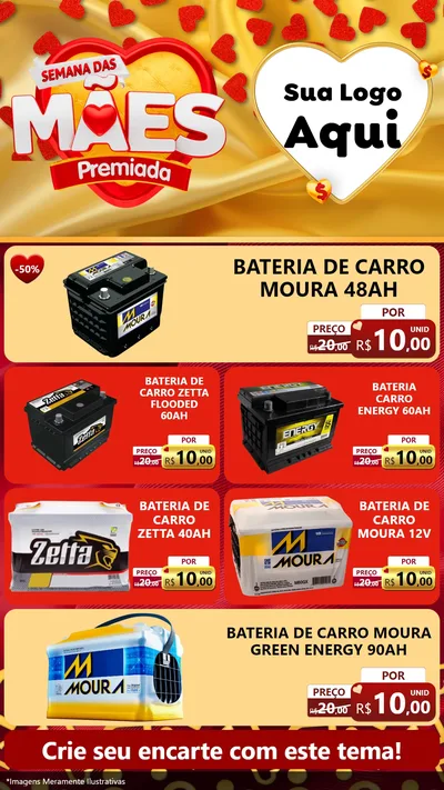 Modelo de TV para TV Vertical com o tema Semana das Mães Premiada para Baterias Elétricas