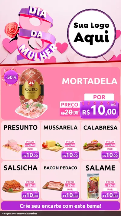 Modelo de Rede Social para Stories com o tema Dia da Mulher para Frios e Laticínios