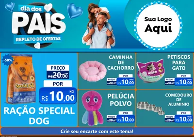 Modelo de Encarte para Encarte A4 Horizontal com o tema Dia Dos Pais Repleto de Ofertas para Pet Shop