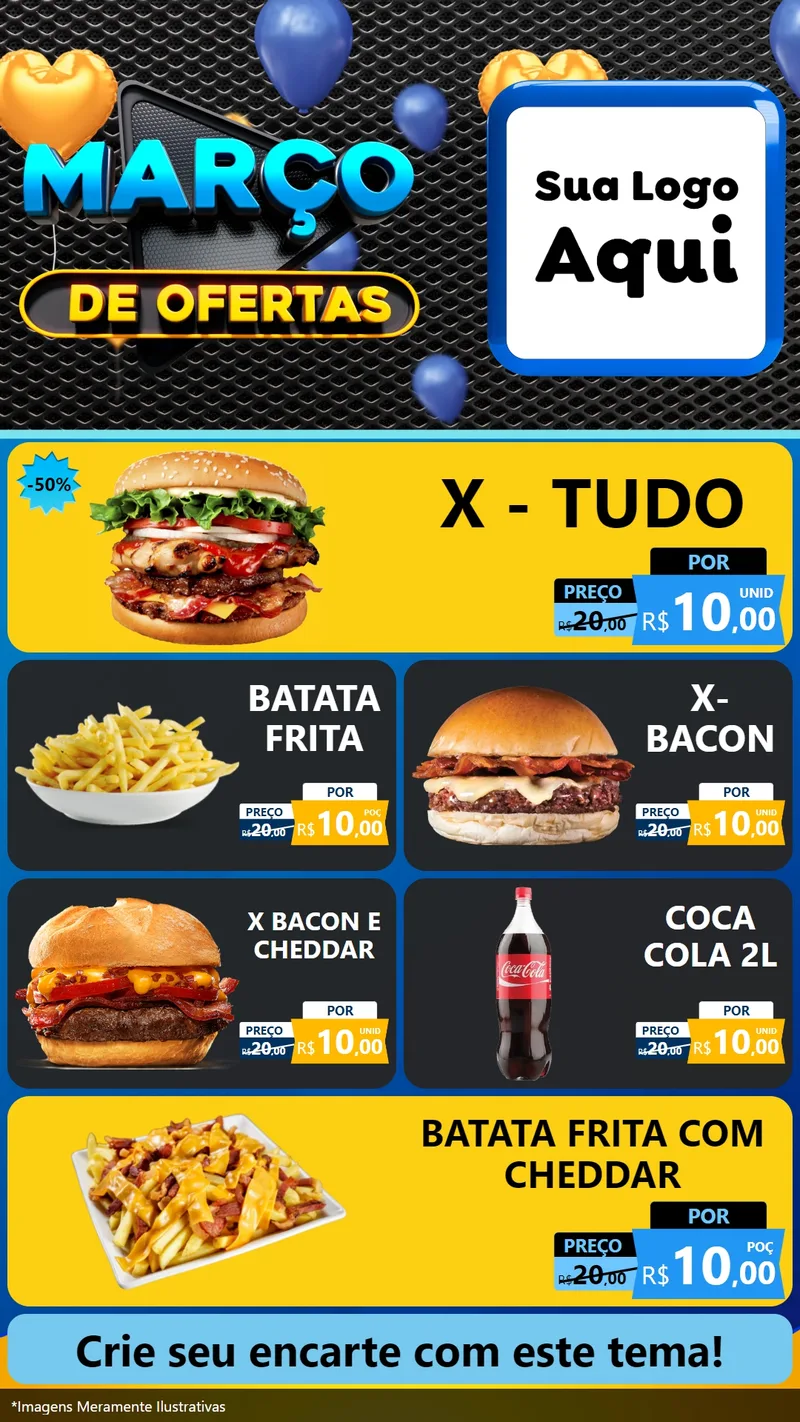 Modelo de TV para TV Vertical com o tema Março de Ofertas para Hamburgueria