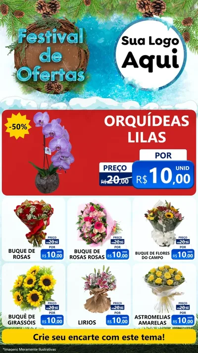 Modelo de Rede Social para Stories com o tema Festival de Ofertas - Inverno para Floricultura e jardim