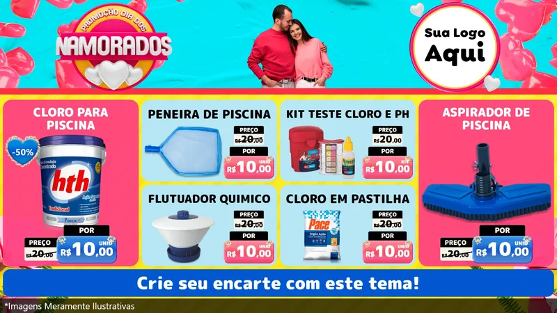 Modelo de TV para TV Horizontal com o tema Promoção Dia dos Namorados para Produtos para Piscina