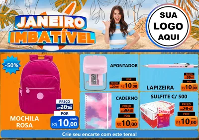 Modelo de Encarte para Encarte A4 Horizontal com o tema Janeiro Imbatível para Papelaria