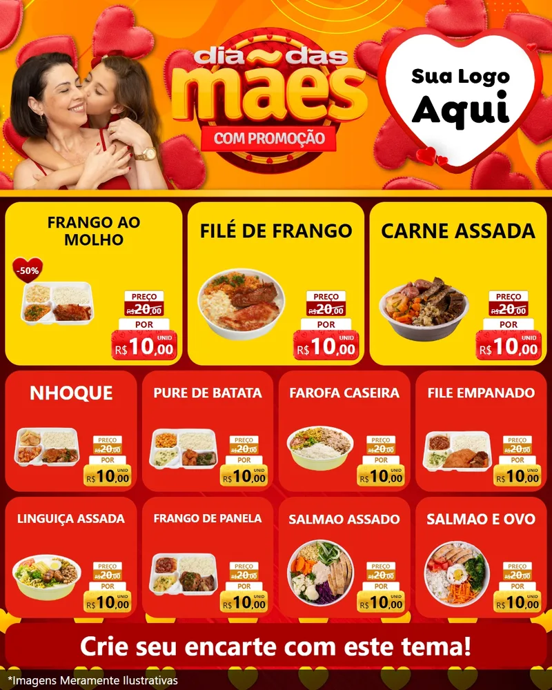 Modelo de Rede Social para Feed Instagram com o tema Dia das Mães com Promoção para Restaurante