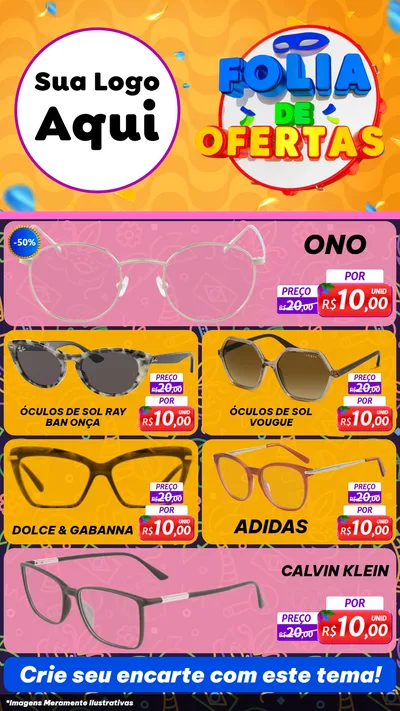 Modelo de TV para TV Vertical com o tema Folia de Ofertas para Óticas