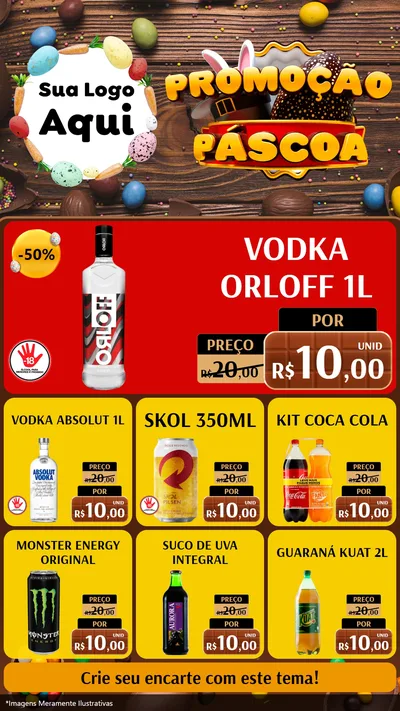 Modelo de Rede Social para Stories com o tema Promoção Páscoa para Distribuidora de bebidas