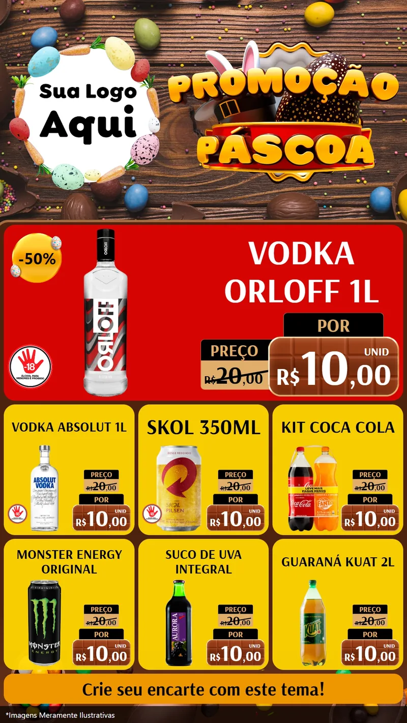 Modelo de Rede Social para Stories com o tema Promoção Páscoa para Distribuidora de bebidas