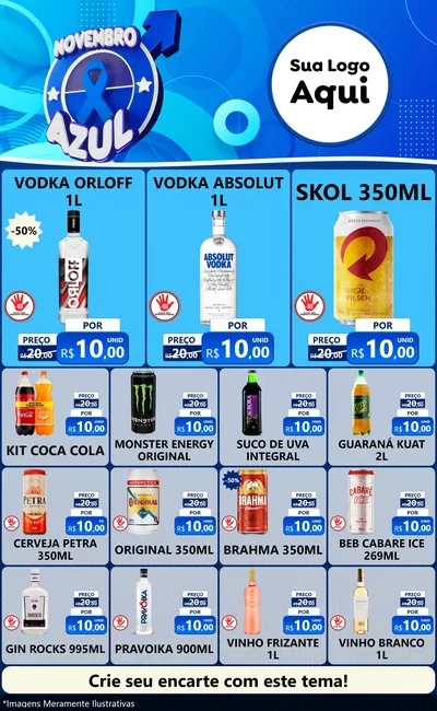 Modelo de Encarte para Encarte Grande com o tema Novembro Azul para Distribuidora de bebidas