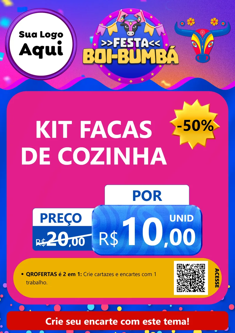 Modelo de Cartaz para Cartaz A4 Vertical com o tema Festa Boi-Bumbá para Utilidades Domésticas
