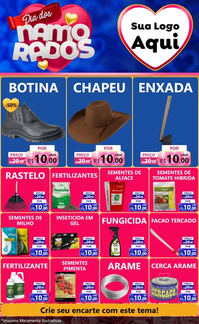 Modelo de Encarte para Encarte Grande com o tema Dia dos namorados para Agropecuária