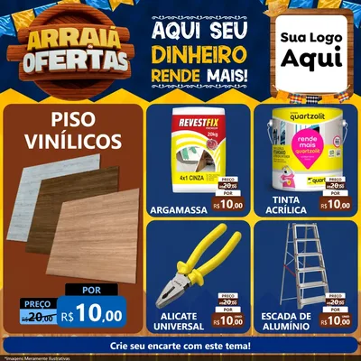 Modelo de Rede Social para Feed Facebook com o tema Arraiá de Ofertas - Junina para Material para Construção