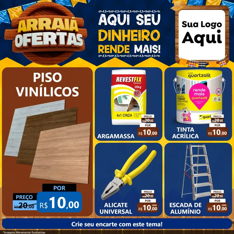 Modelo de Rede Social para Feed Facebook com o tema Arraiá de Ofertas - Junina para Material para Construção