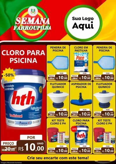 Modelo de Encarte para Encarte A4 Vertical com o tema Semana Farroupilha para Produtos para Piscina