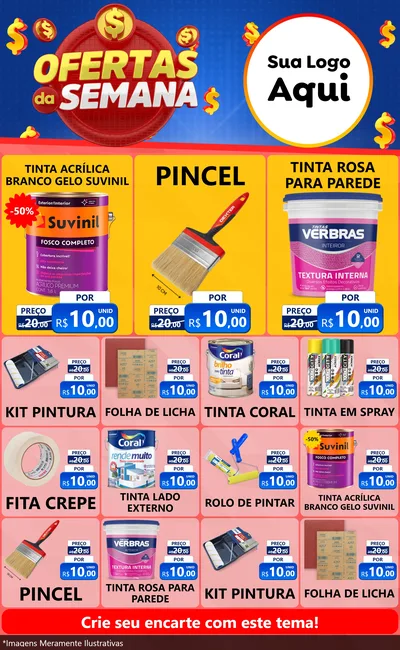 Modelo de Encarte para Encarte Grande com o tema Ofertas Da Semana para Tintas e Ferramentas
