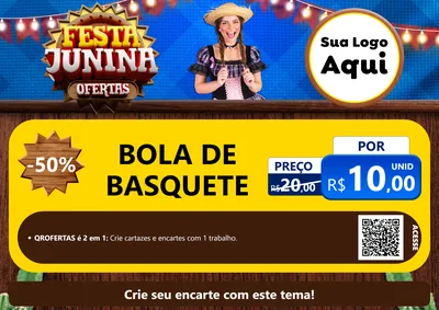 Modelo de Cartaz para Cartaz A4 Horizontal com o tema Festa Junina Ofertas para Artigos Esportivos