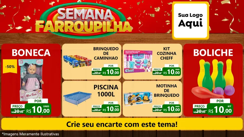 Modelo de TV para TV Horizontal com o tema Semana Farroupilha para Brinquedos