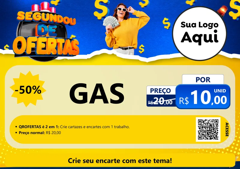 Modelo de Cartaz para Cartaz A4 Horizontal com o tema Segundou de Ofertas para Água e gás