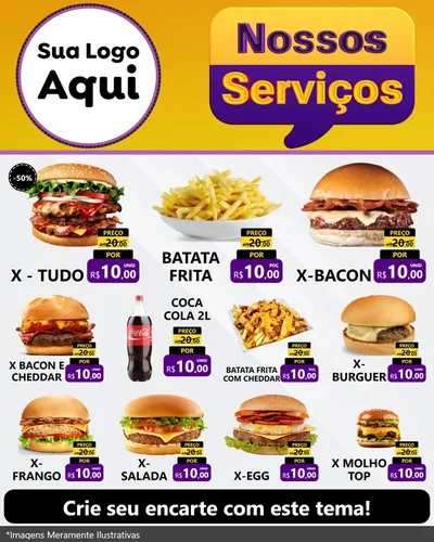 Modelo de Rede Social para Feed Instagram com o tema Nossos Serviços para Hamburgueria