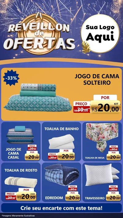 Modelo de Rede Social para Stories com o tema Réveillon de Ofertas para Cama, Mesa e Banho