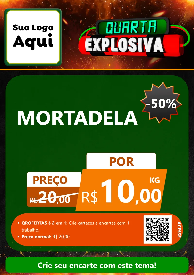 Modelo de Cartaz para Cartaz A4 Vertical com o tema Quarta Explosiva para Frios e Laticínios