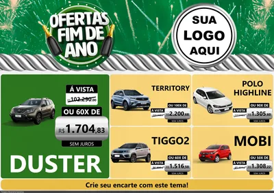 Modelo de Encarte para Encarte A4 Horizontal com o tema Ofertas Fim de Ano para Concessionaria de Carros