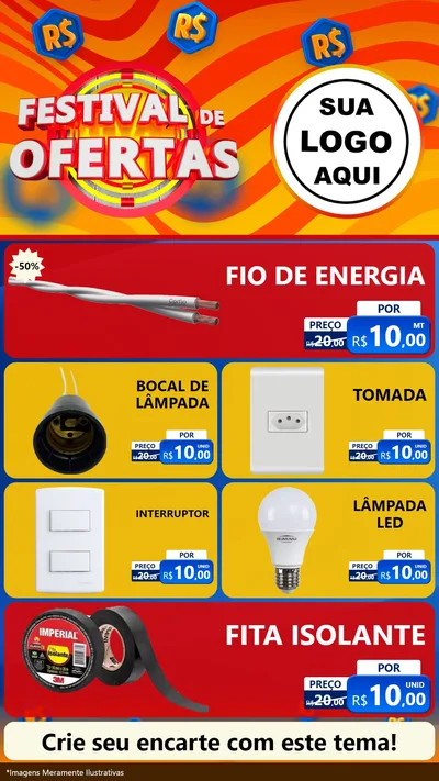 Modelo de TV para TV Vertical com o tema Festival de Ofertas para Materiais Elétricos