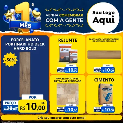 Modelo de Rede Social para Feed Facebook com o tema Um Mês de Aniversário para Pisos e revestimentos