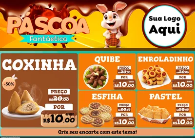 Modelo de Encarte para Encarte A4 Horizontal com o tema Páscoa Fantástica para Salgadaria