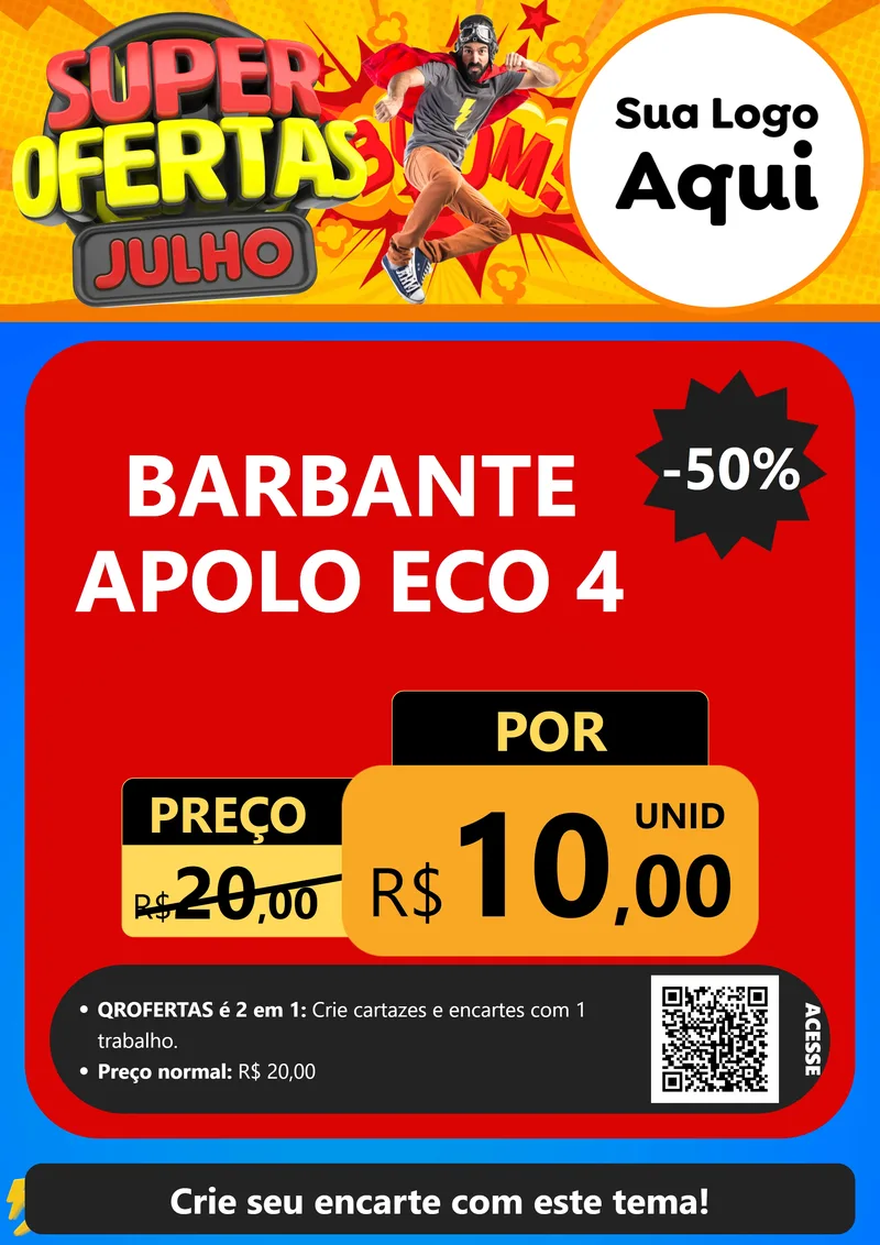 Modelo de Cartaz para Cartaz A4 Vertical com o tema Super Ofertas Julho para Armarinho e Aviamentos