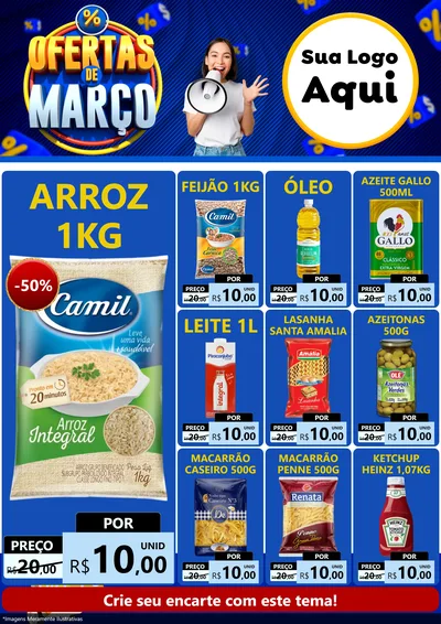 Modelo de Encarte para Encarte A4 Vertical com o tema Ofertas de Março para Supermercado