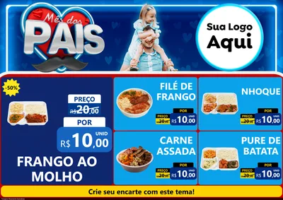 Modelo de Encarte para Encarte A4 Horizontal com o tema Mês Dos Pais para Restaurante
