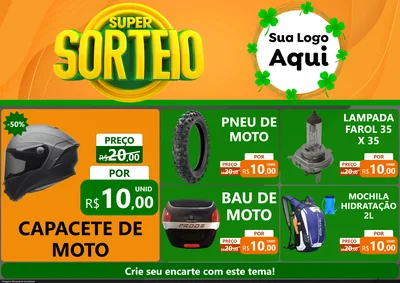 Modelo de Encarte para Encarte A4 Horizontal com o tema Super Sorteio para Moto peças