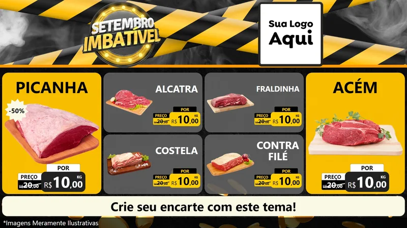Modelo de TV para TV Horizontal com o tema Setembro Imbatível para Açougue