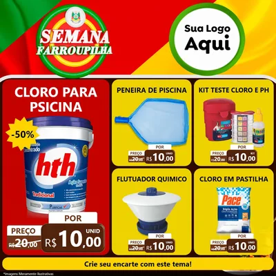 Modelo de Rede Social para Feed Facebook com o tema Semana Farroupilha para Produtos para Piscina