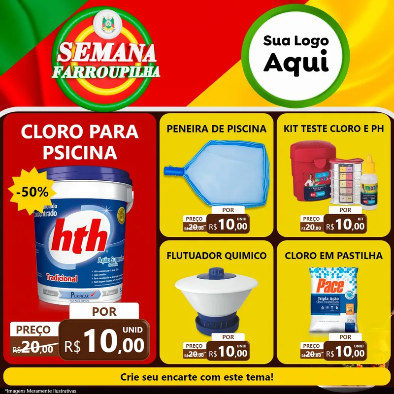 Modelo de Rede Social para Feed Facebook com o tema Semana Farroupilha para Produtos para Piscina