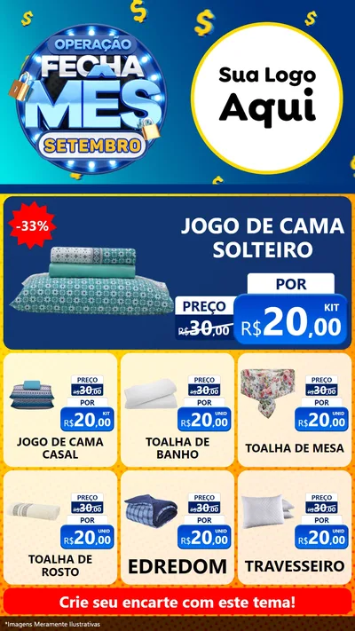 Modelo de Rede Social para Stories com o tema Operação Fecha Mês Setembro para Cama, Mesa e Banho