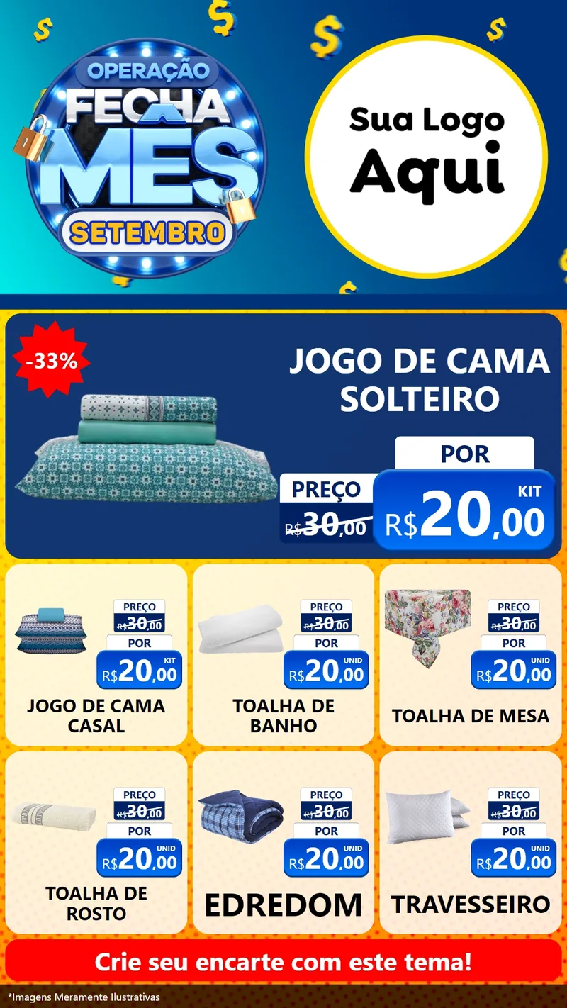 Modelo de Rede Social para Stories com o tema Operação Fecha Mês Setembro para Cama, Mesa e Banho
