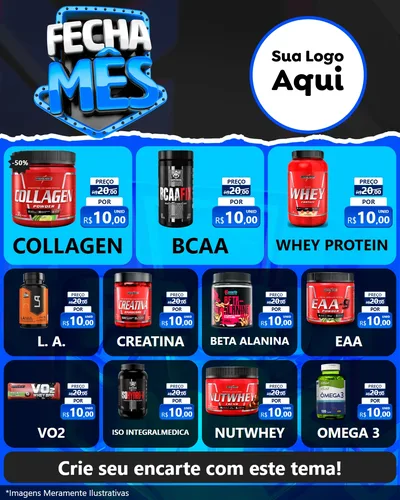 Modelo de Rede Social para Feed Instagram com o tema Fecha Mês para Suplementos alimentares