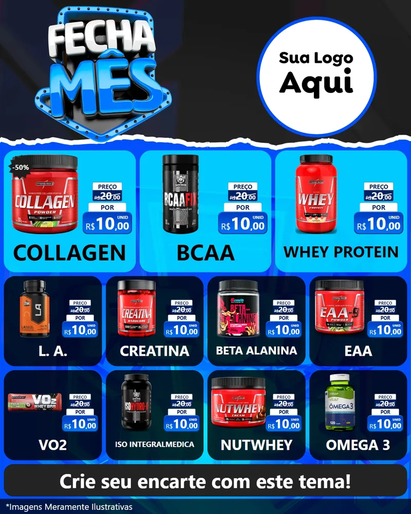 Modelo de Rede Social para Feed Instagram com o tema Fecha Mês para Suplementos alimentares