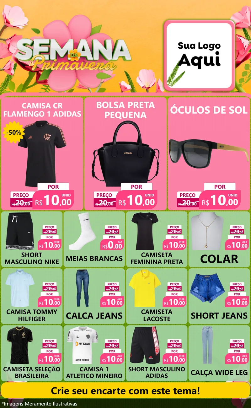 Modelo de Encarte para Encarte Grande com o tema Semana da Primavera para Roupas e acessórios