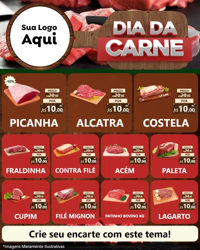 Modelo de Rede Social para Feed Instagram com o tema Dia da Carne para Açougue