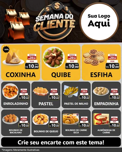 Modelo de Rede Social para Feed Instagram com o tema Semana do Cliente para Salgadaria