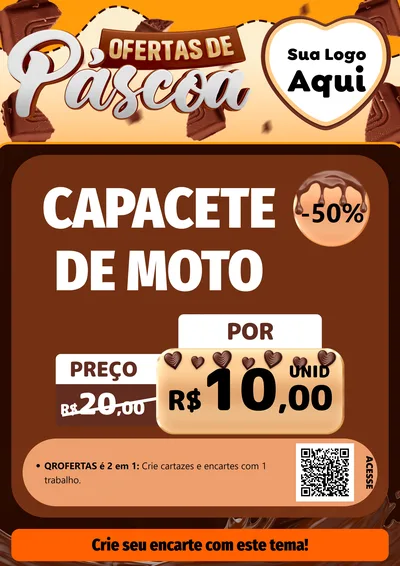 Modelo de Cartaz para Cartaz A4 Vertical com o tema Ofertas de Páscoa para Moto peças