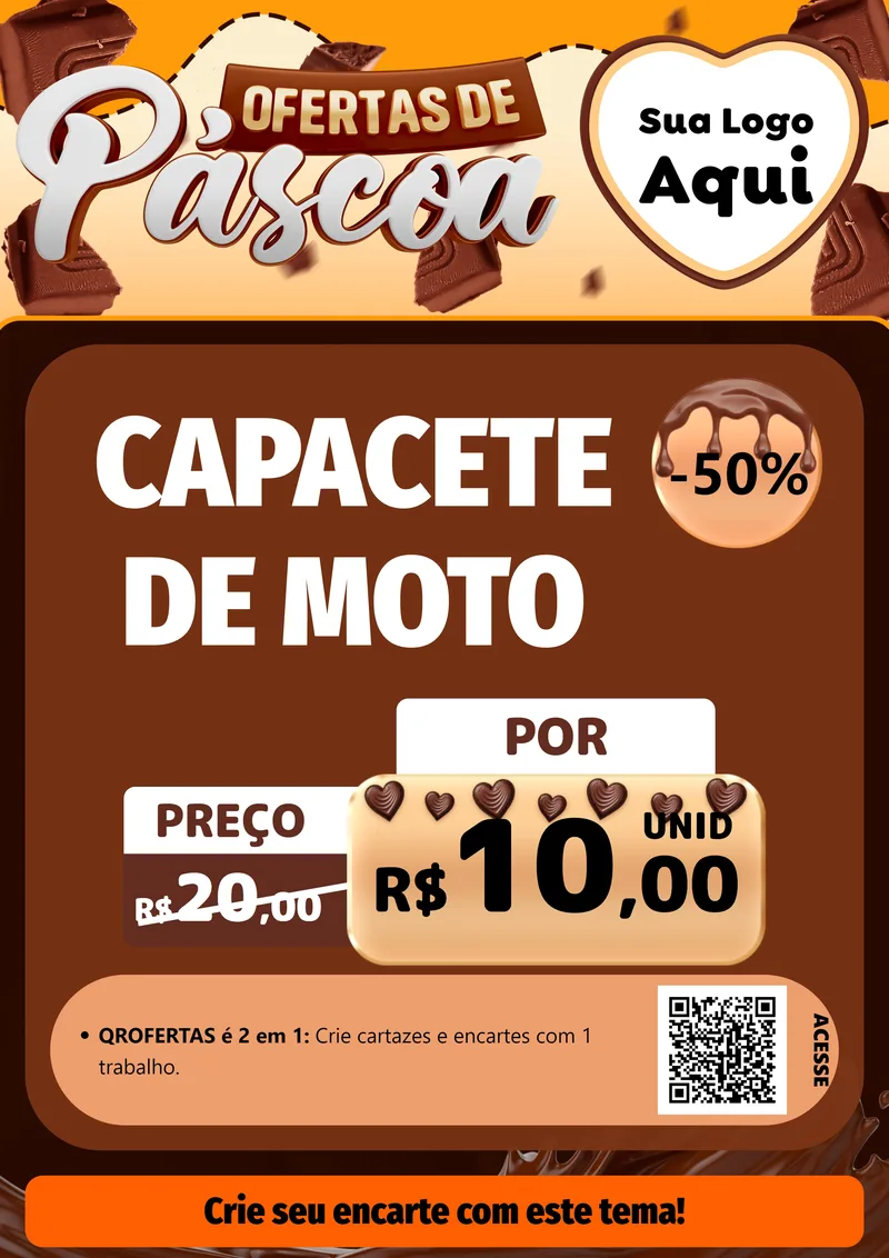 Modelo de Cartaz para Cartaz A4 Vertical com o tema Ofertas de Páscoa para Moto peças