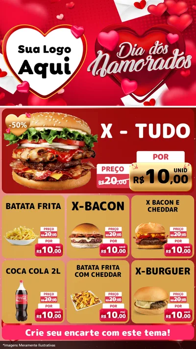 Modelo de Rede Social para Stories com o tema Dia Dos Namorados para Hamburgueria