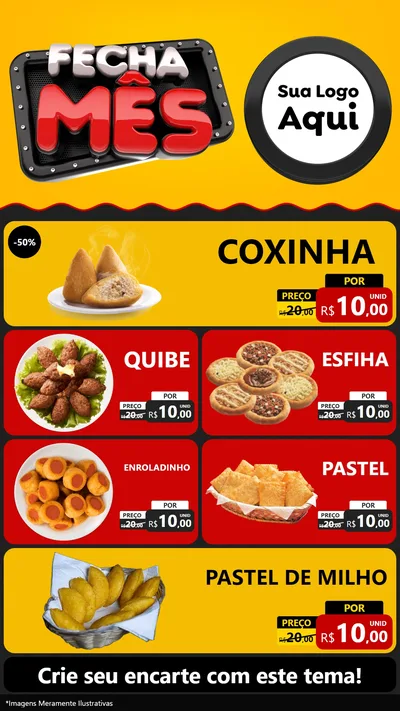 Modelo de TV para TV Vertical com o tema Fecha Mês para Salgadaria