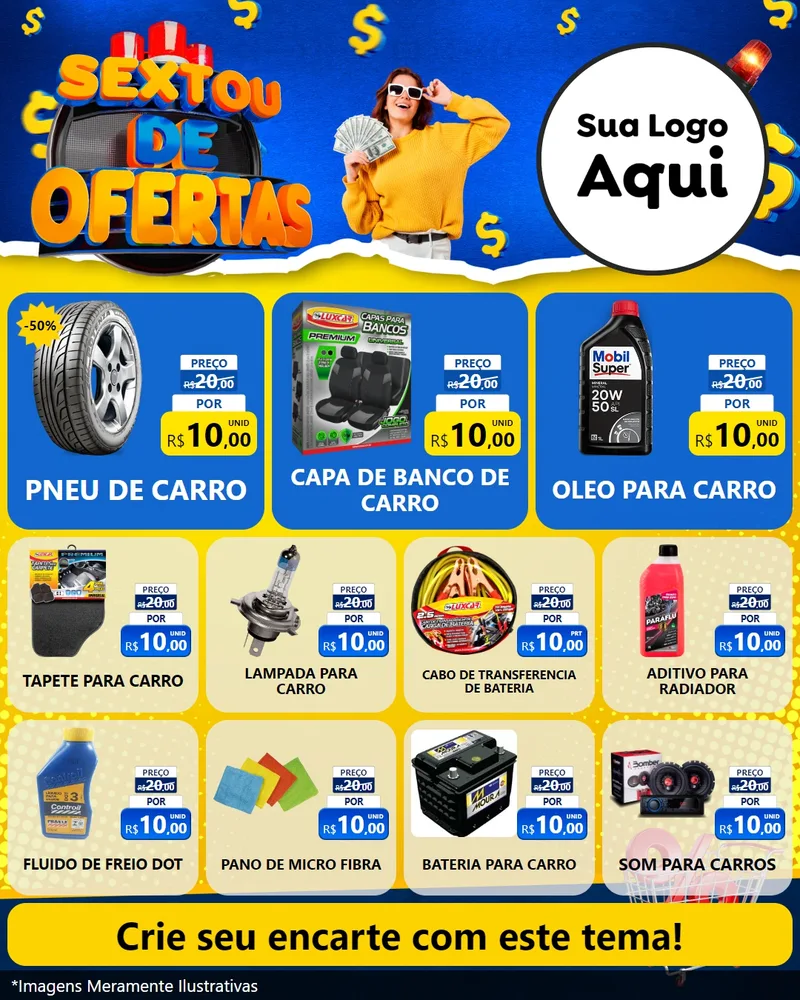 Modelo de Rede Social para Feed Instagram com o tema Sextou de Ofertas para Auto peças