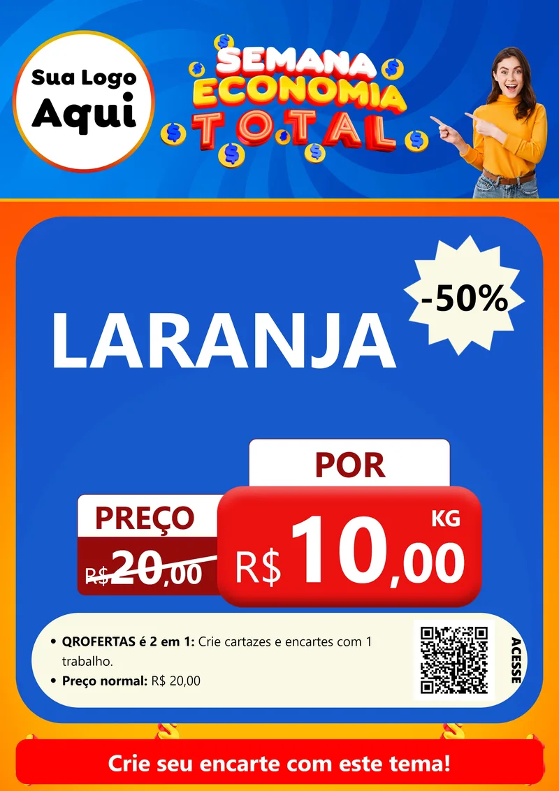 Modelo de Cartaz para Cartaz A4 Vertical com o tema Semana Economia Total para Hortifrúti