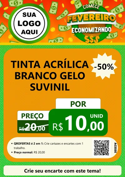 Modelo de Cartaz para Cartaz A4 Vertical com o tema Comece Fevereiro Economizando para Tintas e Ferramentas