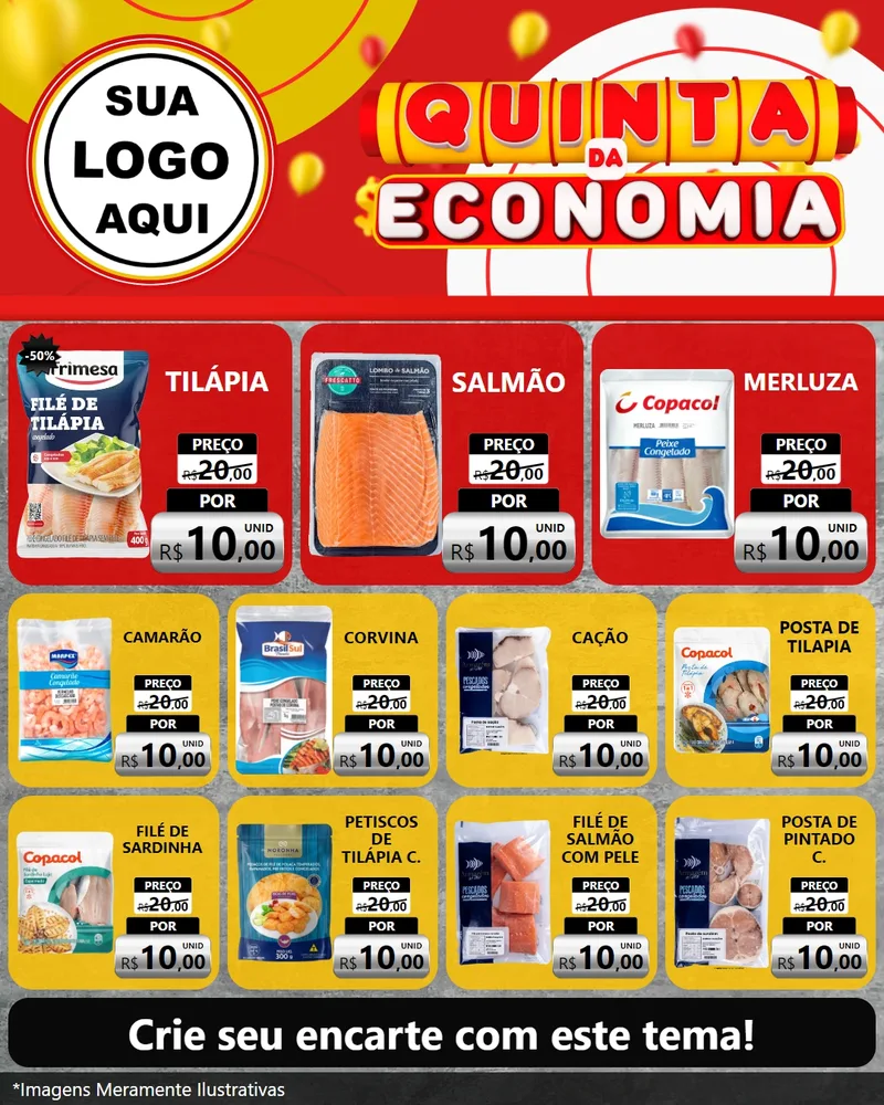 Modelo de Rede Social para Feed Instagram com o tema Quinta da Economia para Peixaria